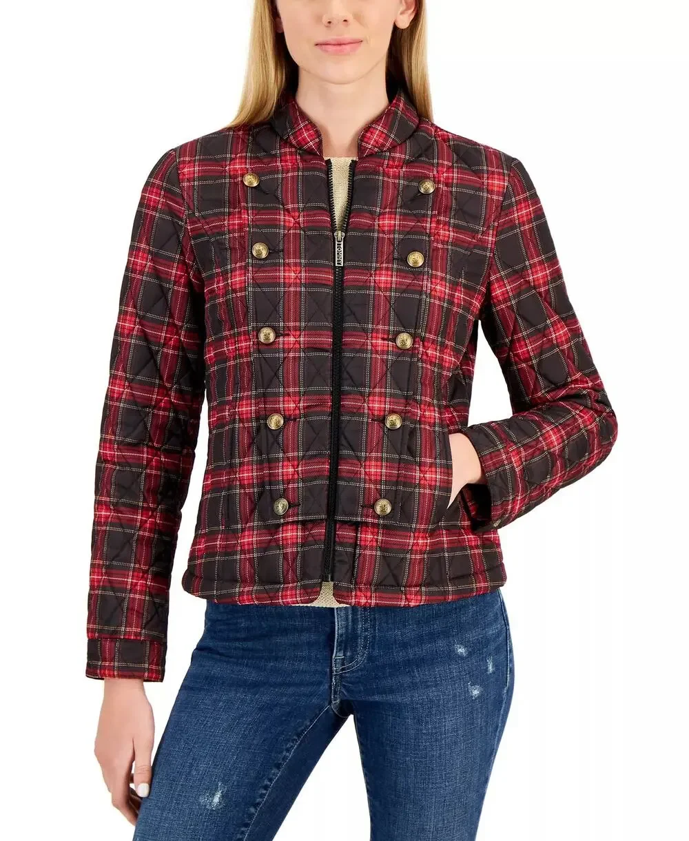 Tommy Hilfiger Women's Quilted Mandarin-Collar Coat